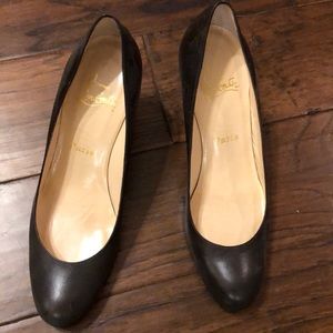 Christian Louboutin dark brown kitten heels